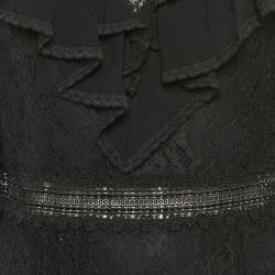 مملوكة مسبقًا Alice + Olivia Black Crepe Lace Detail Mini Dress M