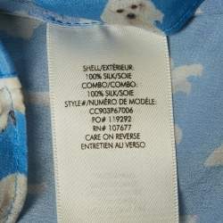 مملوكة مسبقًا قميص أليس + أوليفيا ياقة متموجة كم مكشكش حرير طباعة كلاب أزرق مقاس متوسط (ميديم)