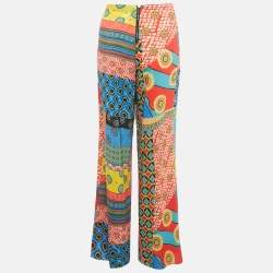 Pre Owned بنطلون أليس + أوليفيا مطبوع كريب متعدد الألوان واسع الأرجل صغير