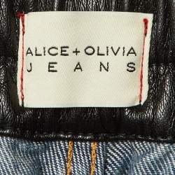 Pre Owned Alice + Olivia Blue Cotton Blend Low Rise Joette Cargo Jeans S Waist 27"