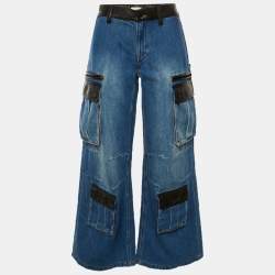 Pre Owned Alice + Olivia Blue Cotton Blend Low Rise Joette Cargo Jeans S Waist 27"