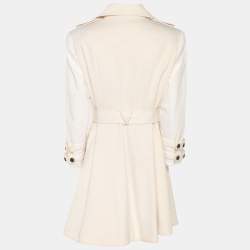 مملوكة مسبقًا Alice + Olivia Cream Cotton Belted Coat L