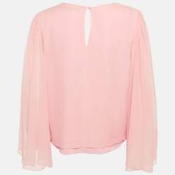 مملوكة مسبقًا Alice + Olivia Light Pink Silk Bell Sleeve Blouse L