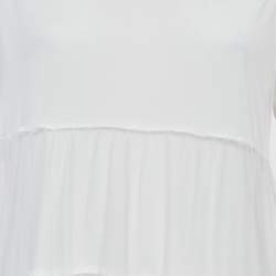 Pre Owned فستان آليس + أوليفيا أبيض جيرسي ودانتيل كلوش قصير ميديوم