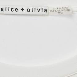 Pre Owned فستان آليس + أوليفيا أبيض جيرسي ودانتيل كلوش قصير ميديوم