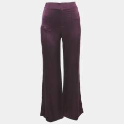 Pre Owned Alice + Olivia Purple Satin Wide Leg Trousers S 