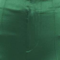 مملوكة مسبقًا Alice + Olivia Green Satin Wide Leg Trousers S 