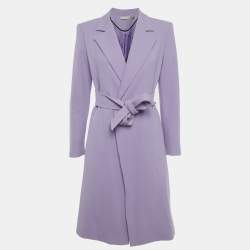 مملوكة مسبقًا Alice + Olivia Lavender Wool Belted Mid-Length Coat S