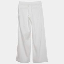 Pre Owned بنطلون آليس + أوليفيا كلاسيك قطني أبيض واسع الأرجل بمقاس صغير
