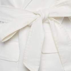 مملوكة مسبقًا بليزر أليس + أوليفيا أبيض مزيج من الكتان مفتوح من الأمام بحزام مقاس صغير - سمول