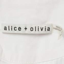 مملوكة مسبقًا بليزر أليس + أوليفيا أبيض مزيج من الكتان مفتوح من الأمام بحزام مقاس صغير - سمول