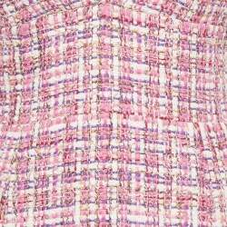 Pre Owned فستان بحمالات سباغيتي وتايور جاكيت قصير من قطعتين توييد وردي أليس + أوليفيا كارلي صغير/متوسط