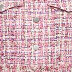 Pre Owned فستان بحمالات سباغيتي وتايور جاكيت قصير من قطعتين توييد وردي أليس + أوليفيا كارلي صغير/متوسط