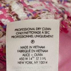 Pre Owned فستان بحمالات سباغيتي وتايور جاكيت قصير من قطعتين توييد وردي أليس + أوليفيا كارلي صغير/متوسط