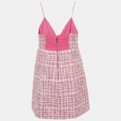 Pre Owned فستان بحمالات سباغيتي وتايور جاكيت قصير من قطعتين توييد وردي أليس + أوليفيا كارلي صغير/متوسط