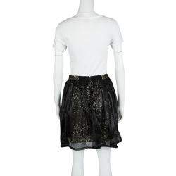 Alice + Olivia Black Mesh Overlay Sequin Embellished Gathered Skirt M