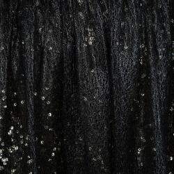 Alice + Olivia Black Mesh Overlay Sequin Embellished Gathered Skirt M