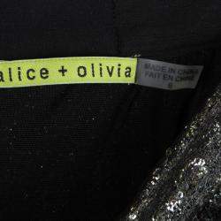 Alice + Olivia Black Mesh Overlay Sequin Embellished Gathered Skirt M