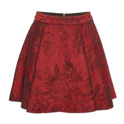 Pre Owned Alice + Olivia Red Floral Jacquard Flared Mini Skirt S