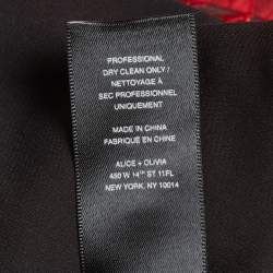 مملوكة مسبقًا تنورة قصيرة بتفاصيل جاكارد زهور حمراء أليس + أوليفيا مقاس صغير