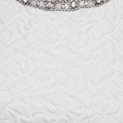 Pre Owned Alice + Olivia White Jacquard Embellished Crop Top S