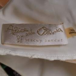 Pre Owned Alice + Olivia White Jacquard Embellished Crop Top S