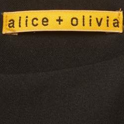 Pre Owned Alice + Olivia Black Feather Trim Crepe Marigay Rosette Mini Dress XS