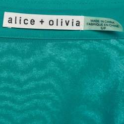 مملوكة مسبقًا Alice + Olivia Teal Blue Silk Draped Blouse S