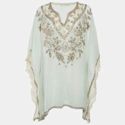 مملوكة مسبقًا Alice + Olivia Light Green Georgette Kassandra Caftan M/L