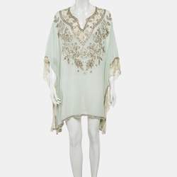 مملوكة مسبقًا Alice + Olivia Light Green Georgette Kassandra Caftan M/L
