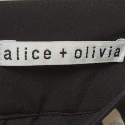 Pre Owned تنورة أليس + أوليفيا ساتان سوداء مطبعة زهور مطوية صغيرة