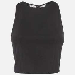 Pre Owned توب أليس + أوليفيا جيرسي دانتيل مقصوص أسود مقاس صغير (سمول)