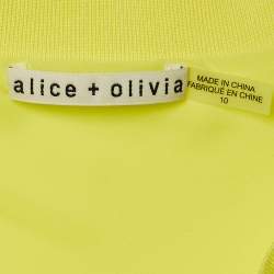 Pre Owned Alice + Olivia Neon Yellow Satin Dora Asymmetrical Dress L