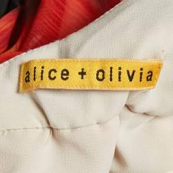 Pre Owned فستان ماكسي أليس + أوليفيا شيفون بألوان متعددة بتقليم جلد صغير