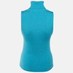 مملوكة مسبقًا توب ياقة عالية تريكو صوف أزرق أليس + أوليفيا كبير