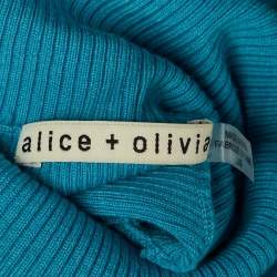 مملوكة مسبقًا توب ياقة عالية تريكو صوف أزرق أليس + أوليفيا كبير