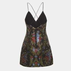 Pre Owned Alice + Olivia Black Floral Jacquard Strappy Mini Dress S