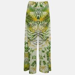 Pre Owned Alice + Olivia Multicolour Floral Palm Leaf Crepe Wide Leg Pants S