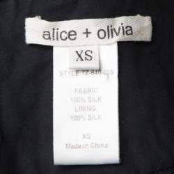 Pre Owned Alice + Olivia Black Embellished Neck Detail Sleeveless Silk Trapeze Dress XS