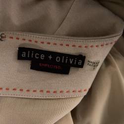 Pre Owned Alice + Olivia Employed Beige Stretch Jersey Cap Sleeve Sheath Dress M