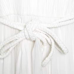 Pre Owned Alice + Olivia White Plisse Plunge Neck Naomi Goddess Gown S