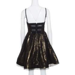 Pre Owned Alice + Olivia Metallic Lace Overlay Yelle Dress S