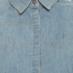 Alice + Olivia Indigo Faded Effect Denim Sleeveless Lea Cropped Blouse S