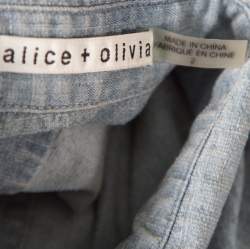Alice + Olivia Indigo Faded Effect Denim Sleeveless Lea Cropped Blouse S