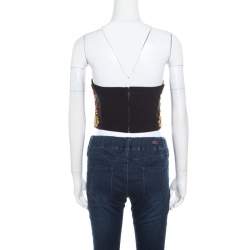 Pre Owned Alice + Olivia Black Beaded Strapless Saraphina Top S