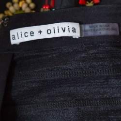 Pre Owned Alice + Olivia Black Beaded Strapless Saraphina Top S