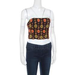 Pre Owned Alice + Olivia Black Beaded Strapless Saraphina Top S