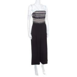Alice + Olivia Monochrome Embellished Strapless Emberley Culotte Jumpsuit S