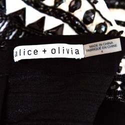 Alice + Olivia Monochrome Embellished Strapless Emberley Culotte Jumpsuit S