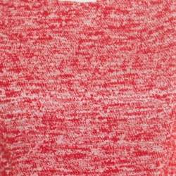 Pre Owned Alice + Olivia Red and White Textured Knit Flounce Dress M